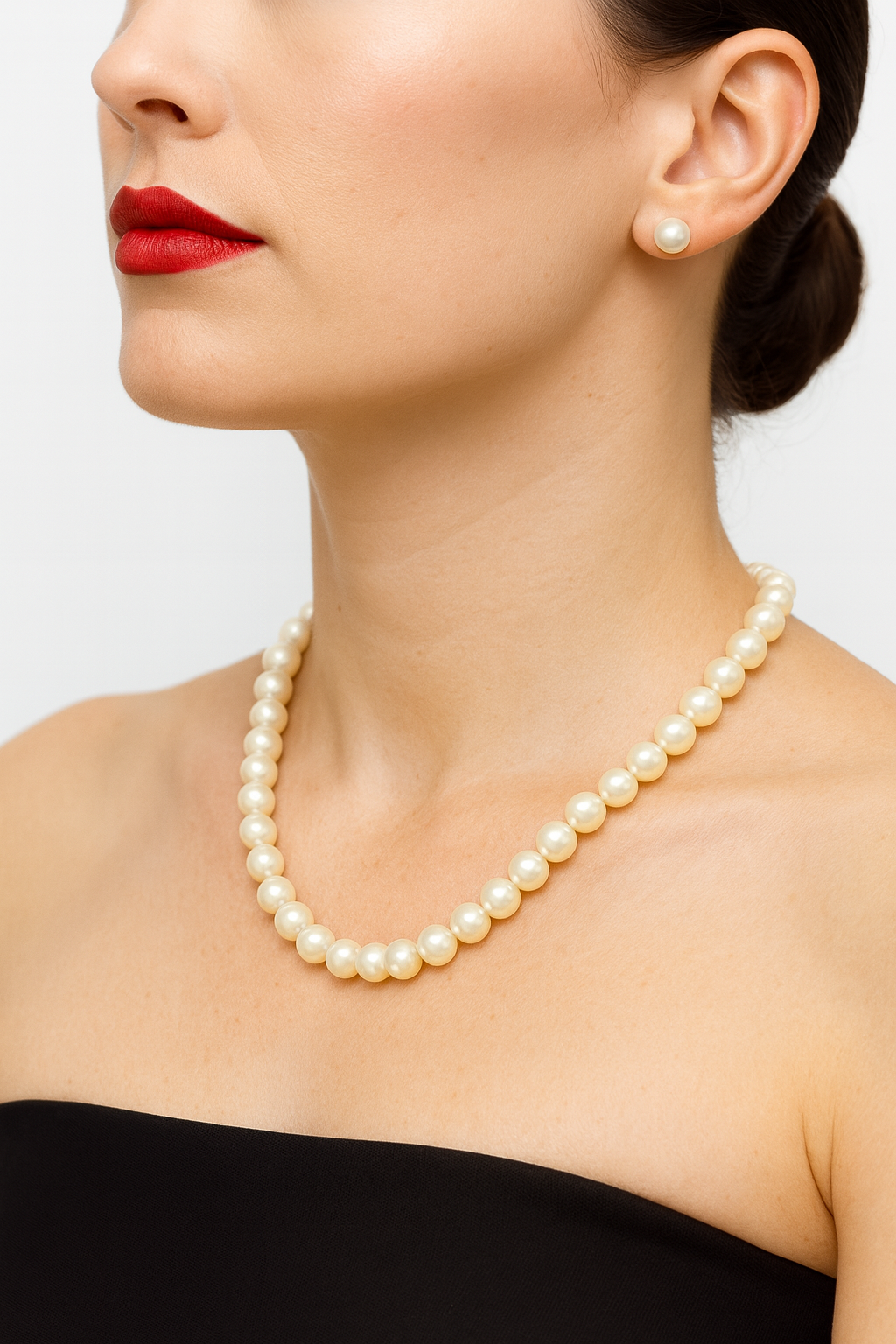 White Round Pearl Necklace and Tops