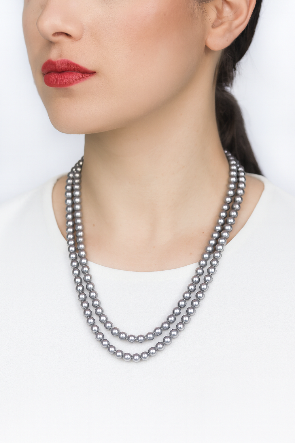 Double Layer Round Pearl Necklace with Tops