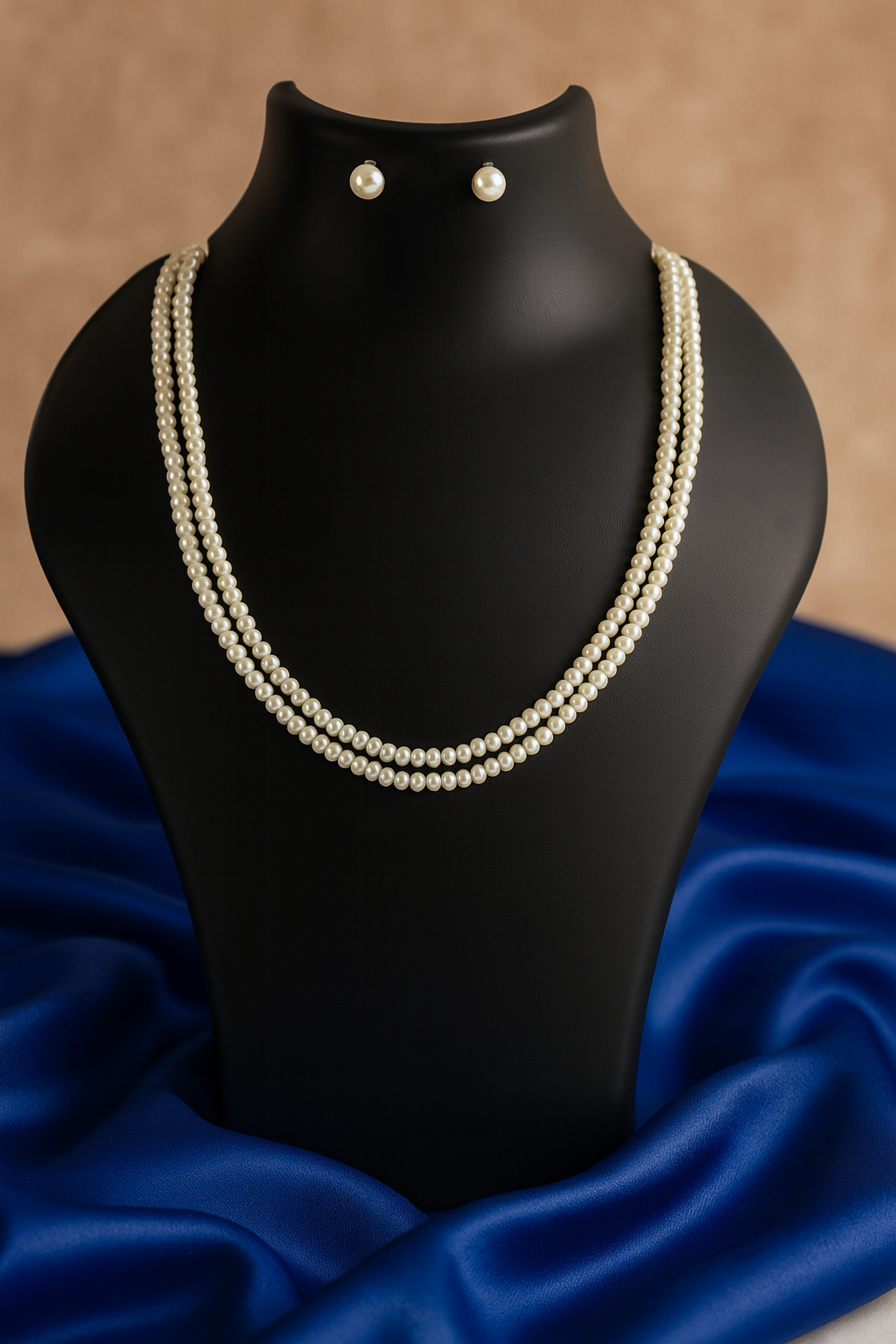 Double layer white color semi round pearl Necklace with Tops