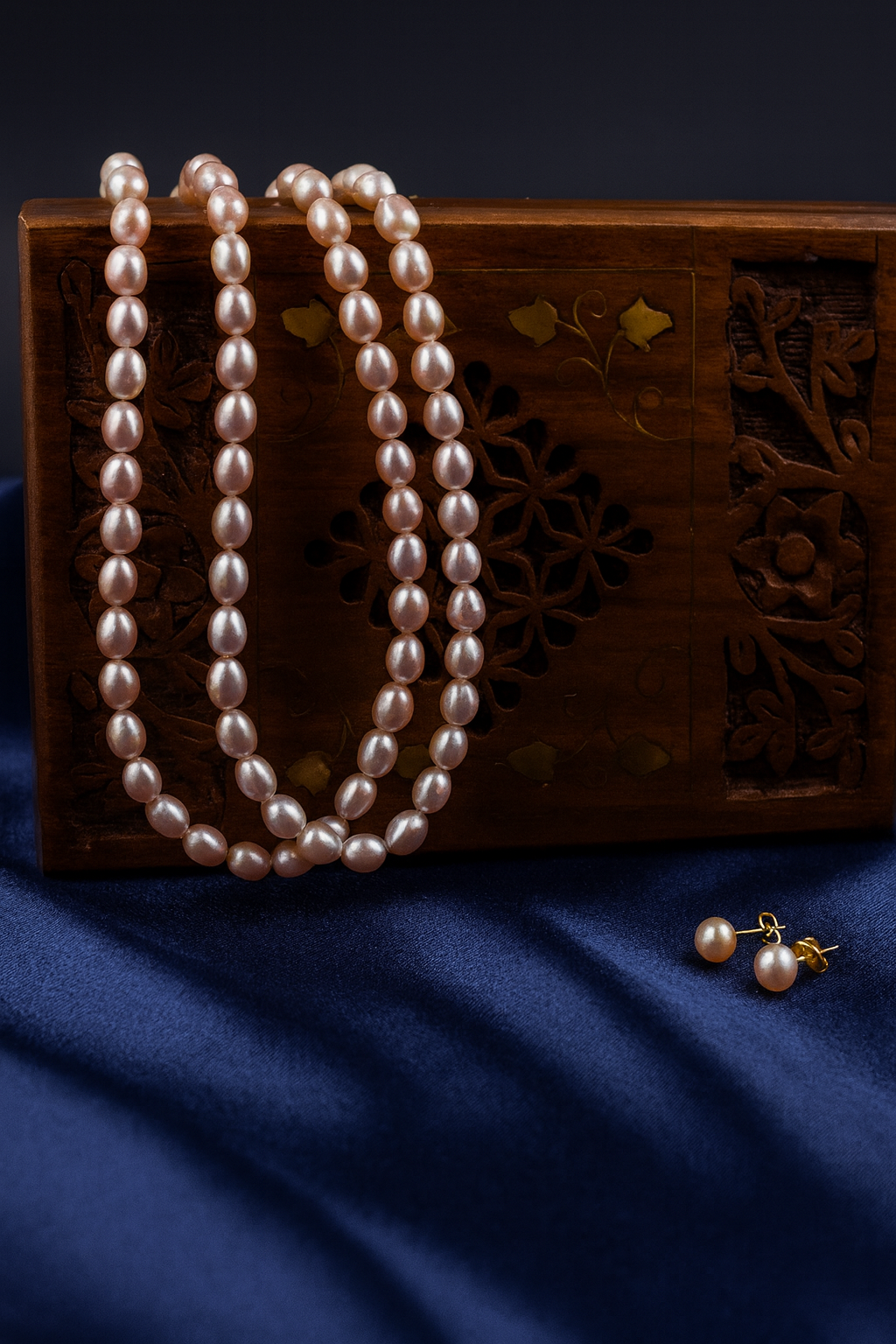 Fancy Pink, Double layer,oval Pearl Necklace with Tops
