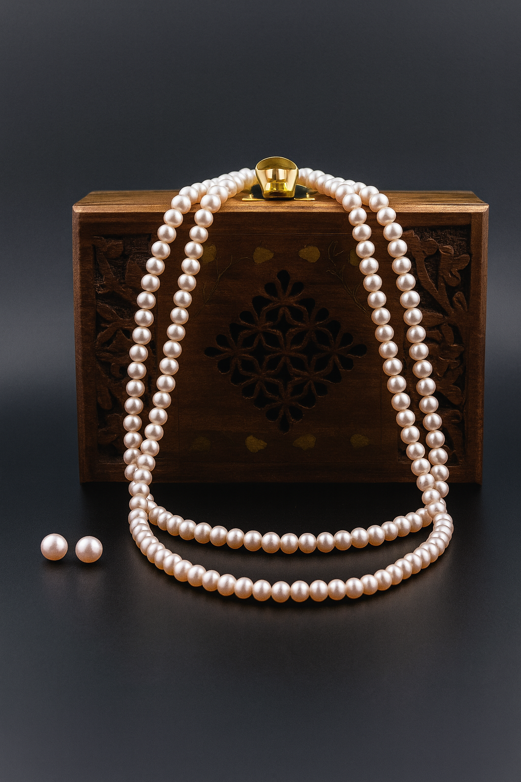 Double Layer Pink Round Pearl Necklace with Tops