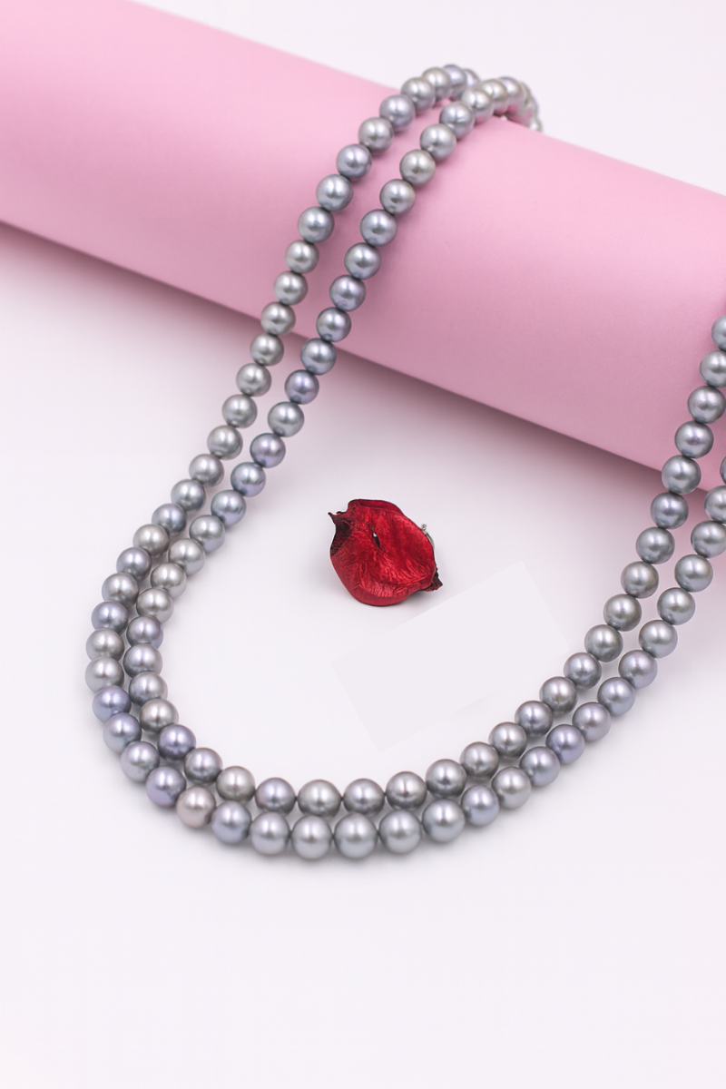 Double Layer Round Pearl Necklace with Tops