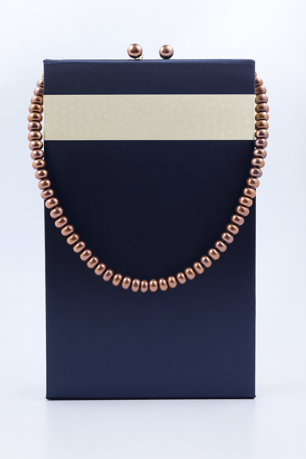 Brown Button Pearl Necklace with Tops
