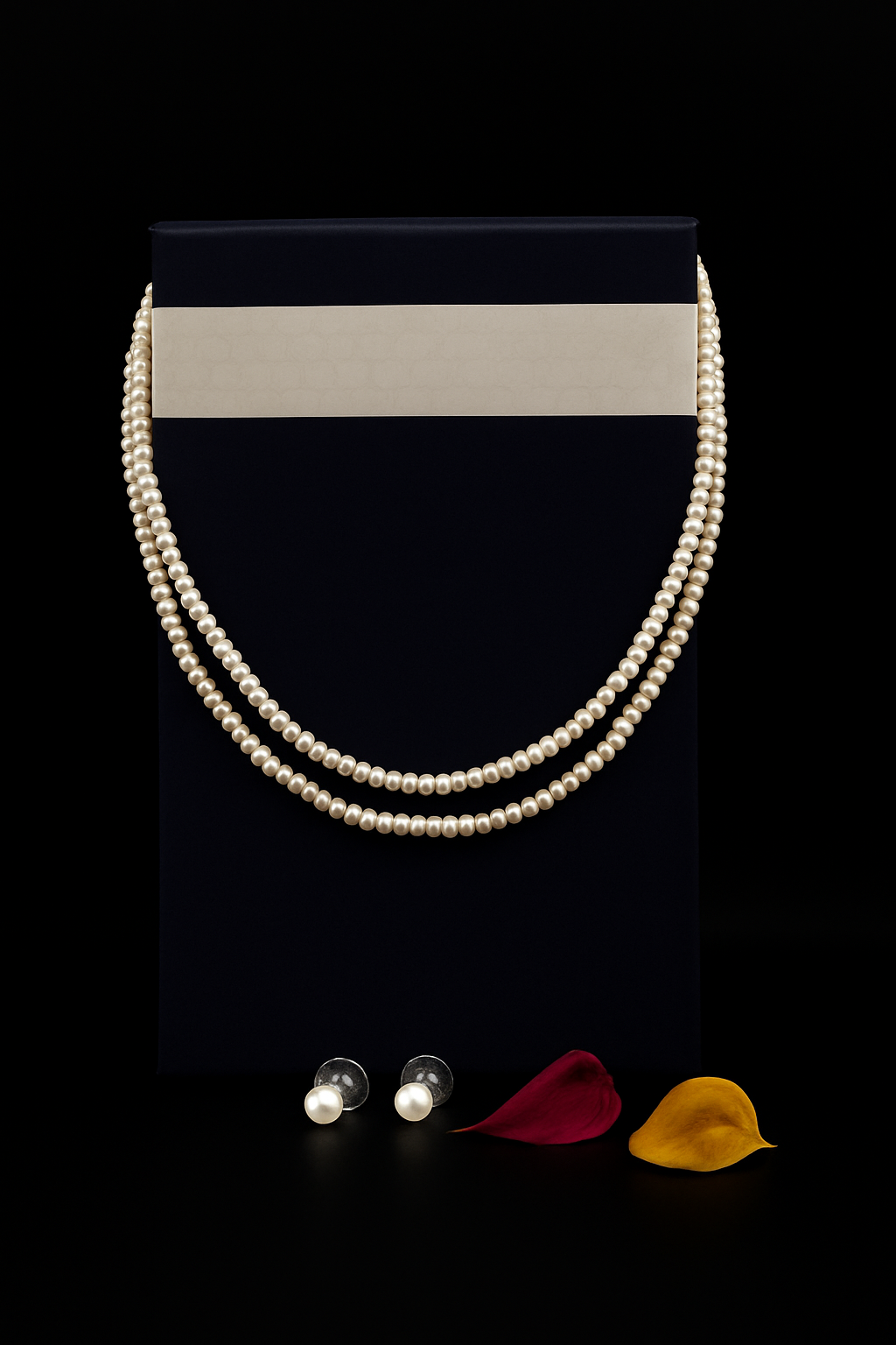 Double layer white color semi round pearl Necklace with Tops
